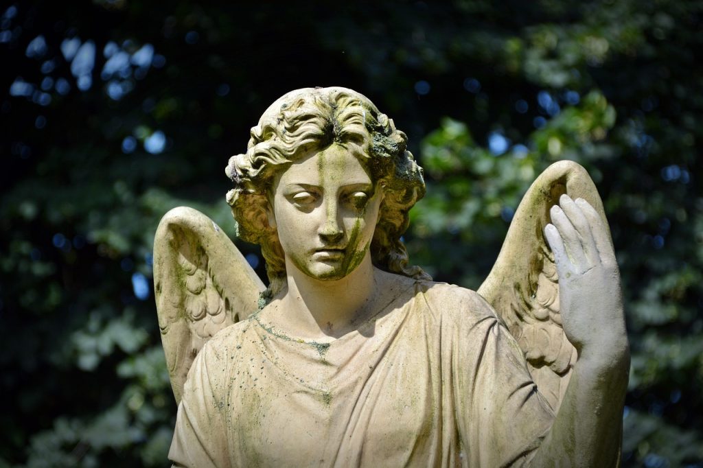 mourning angel statue