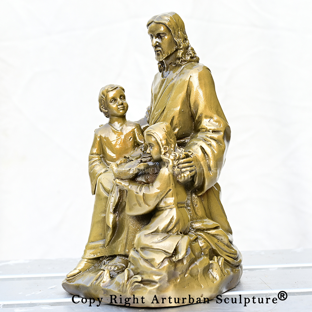 Bronze Jesus teaching children statue